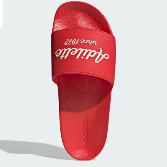 Adidas Men's Red ADILETTE SHOWER SLIDES Slip on Sandals size 12 - Picture 7 of 13
